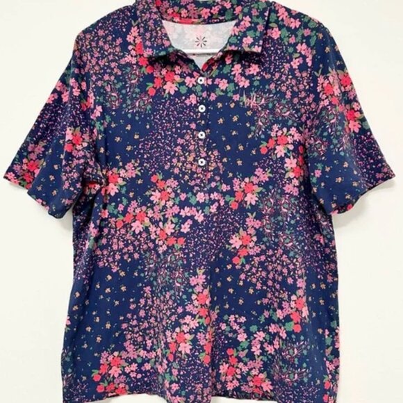 Isaac Mizrahi Tops - NWT Isaac Mizrahi Live Floral Polo Top Preppy Casual Shirt